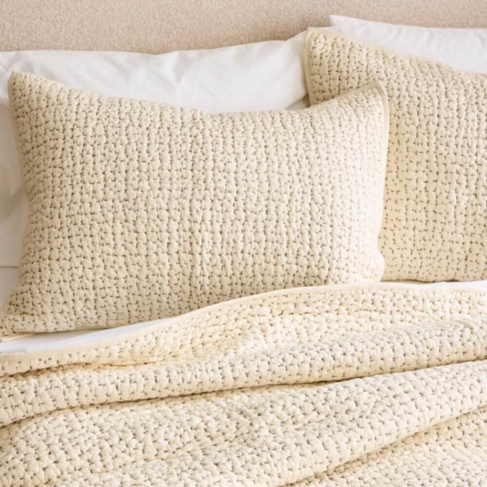 QUINCE King Organic Cotton Hand Stitched 2 Quilted Shams 5⭐Customer Reviews